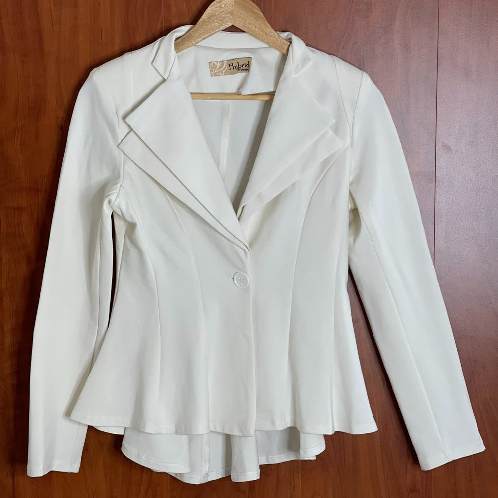 Hybrid & Company Cream Hi-Lo Blazer